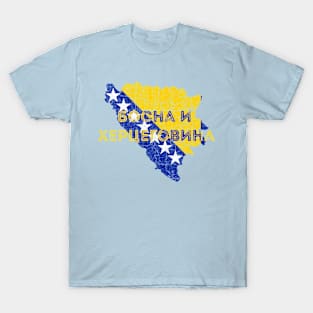 Bosnia Map Shape and Flag T-Shirt